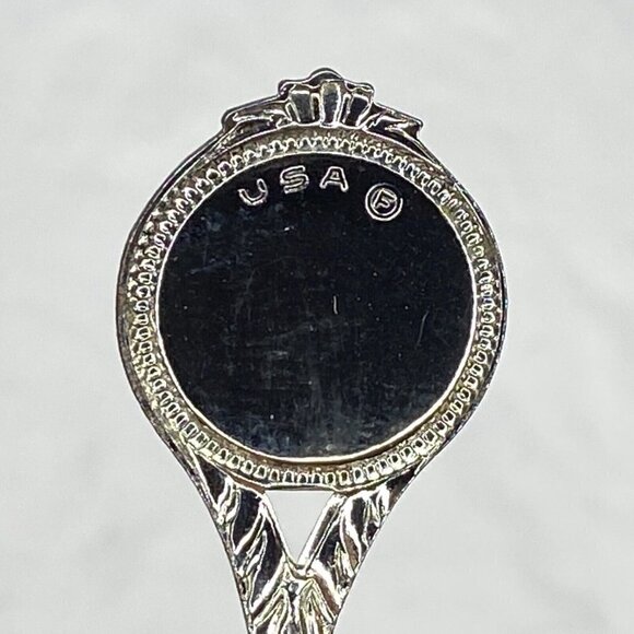 Oregon Beaver State Souvenir Spoon 3 5/8" Silver Tone Gold Red Enamel Insert USA - Picture 2 of 5
